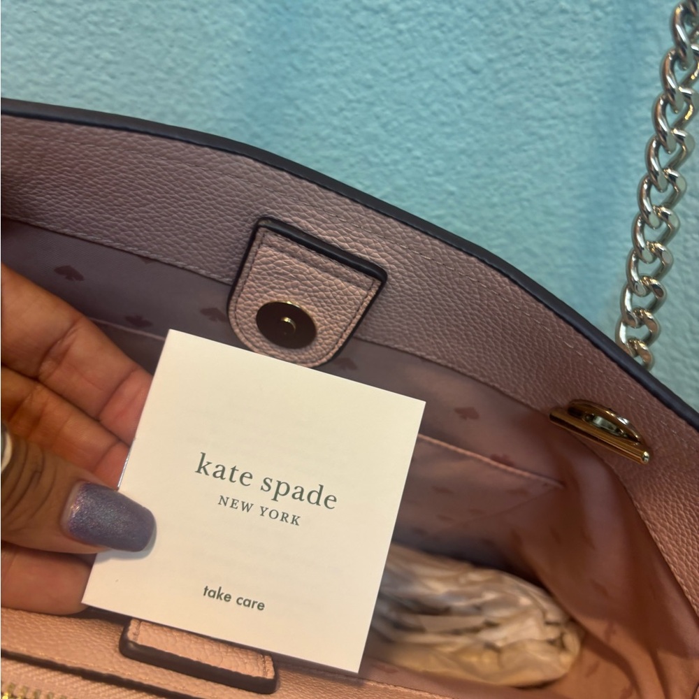 🩷NWT KATE SPADE ♠️ Blush Pink Pebbled Leather Chain-Handle Tote - Picture 4 of 6